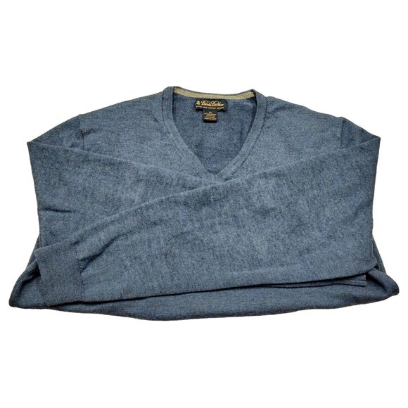 Brooks Brothers Men's sz XL Extra Fine Merino Wool Blue V-Neck Pullover Sweater - Picture 4 of 9
